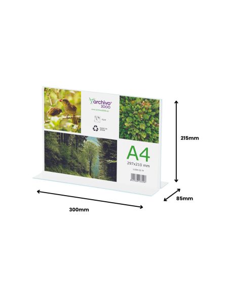 Expositor Sobremesa Archivo 2000 En Forma De T A4 Horizontal 85X300X215 Mm
