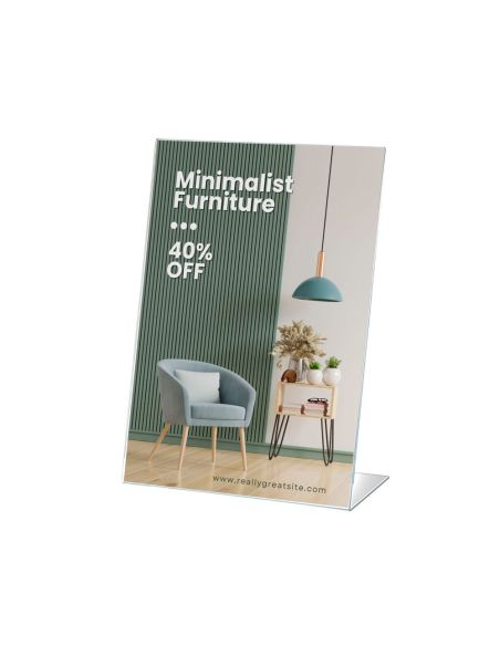 Expositor Sobremesa Archivo 2000 Petg Flexible En Forma De L Din A5 Vertical 55X150X210 Mm