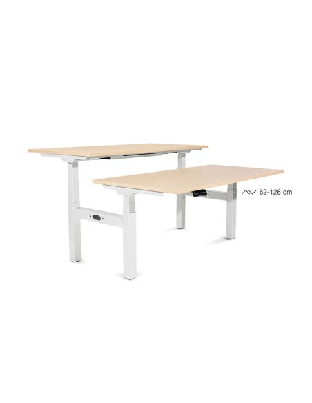 Mesa Rocada Doble Regulable En Altura Electricamente 180X163 Cm Regulable Color Blanco / Haya