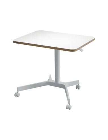 Mesa Leitz Ergo Regulable En Altura Neumatica Tablero 80X60 Cm Con 4 Ruedas Color Blanco