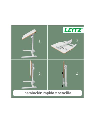 Mesa Leitz Ergo Pequeña Plegable Regulable En Altura Hasta 109 Cm Color Blanco 460X740X650 Mm