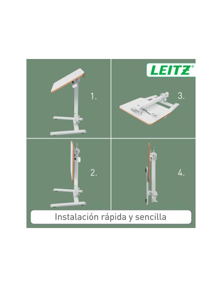 Mesa Leitz Ergo Pequeña Plegable Regulable En Altura Hasta 109 Cm Color Blanco 460X740X650 Mm