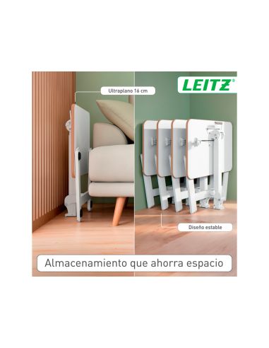 Mesa Leitz Ergo Pequeña Plegable Regulable En Altura Hasta 109 Cm Color Blanco 460X740X650 Mm