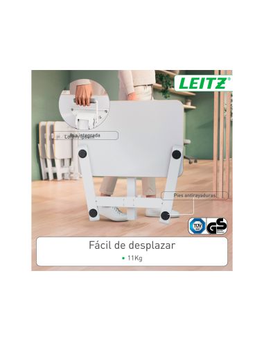 Mesa Leitz Ergo Pequeña Plegable Regulable En Altura Hasta 109 Cm Color Blanco 460X740X650 Mm