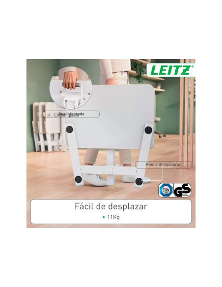 Mesa Leitz Ergo Pequeña Plegable Regulable En Altura Hasta 109 Cm Color Blanco 460X740X650 Mm