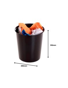 Papelera Plastico Archivo 2000 Color Negro Capacidad 18 Litros Con Opcion Aro Sujetabolsa 290X310 Mm