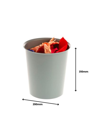 Papelera Plastico Archivo 2000 Reciclable 100% 18 Litros Color Gris 290X310 Mm