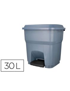 Papelera Contenedor Q-Connect Plastico Con Tapa Y Pedal 30 Litros Gris 395X395X420 Mm