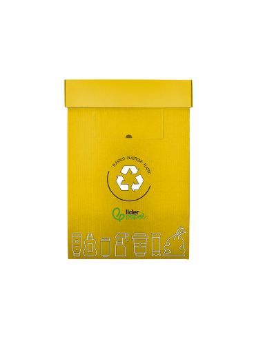 Contenedor Papelera Reciclaje Liderpapel Carton Reciclado Para Envases 450X350X650 Mm 70 Litros Amarillo