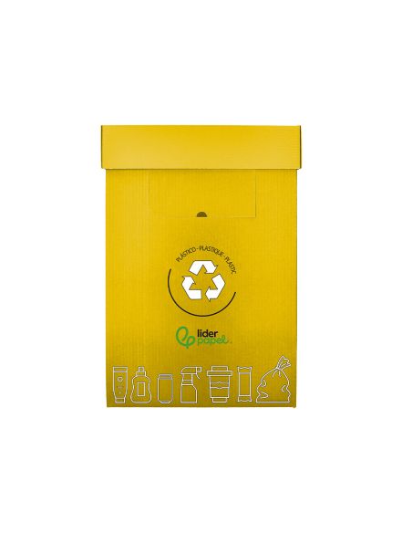 Contenedor Papelera Reciclaje Liderpapel Carton Reciclado Para Envases 450X350X650 Mm 70 Litros Amarillo