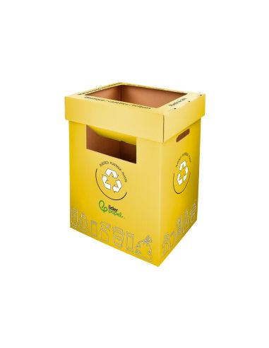 Contenedor Papelera Reciclaje Liderpapel Carton Reciclado Para Envases 450X350X650 Mm 70 Litros Amarillo