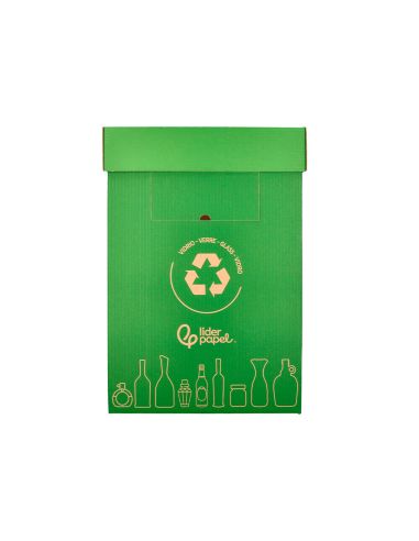 Contenedor Papelera Reciclaje Liderpapel Carton Reciclado Para Vidrio 450X350X650 Mm 70 Litros Verde
