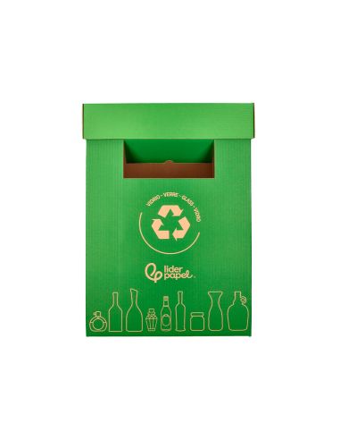 Contenedor Papelera Reciclaje Liderpapel Carton Reciclado Para Vidrio 450X350X650 Mm 70 Litros Verde