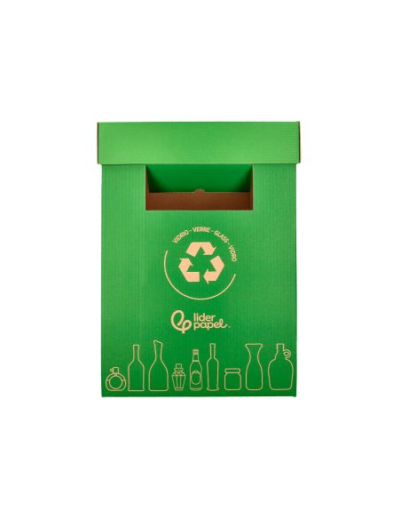 Contenedor Papelera Reciclaje Liderpapel Carton Reciclado Para Vidrio 450X350X650 Mm 70 Litros Verde