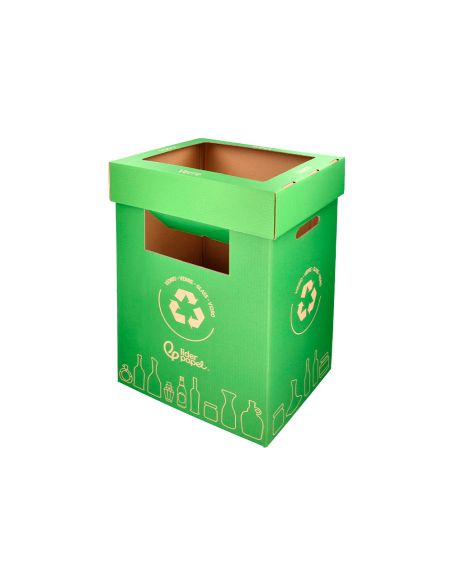 Contenedor Papelera Reciclaje Liderpapel Carton Reciclado Para Vidrio 450X350X650 Mm 70 Litros Verde