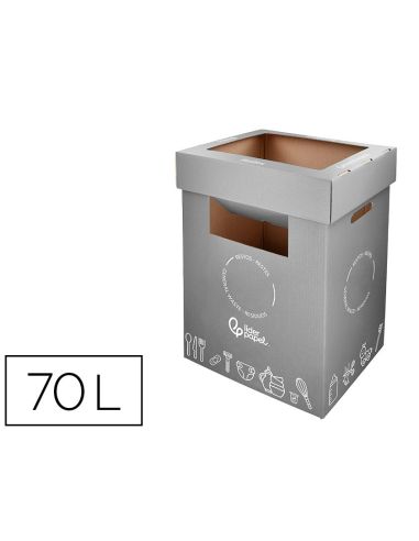 Contenedor Papelera Reciclaje Liderpapel Carton Reciclado Para Restos No Reciclables 70 Litros 450X350X650 Mm Gris