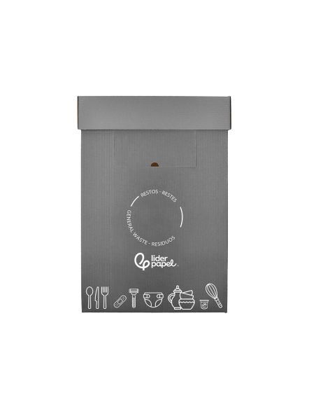 Contenedor Papelera Reciclaje Liderpapel Carton Reciclado Para Restos No Reciclables 70 Litros 450X350X650 Mm Gris