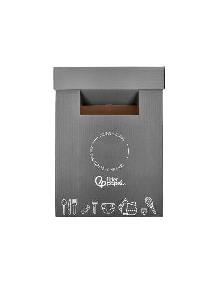 Contenedor Papelera Reciclaje Liderpapel Carton Reciclado Para Restos No Reciclables 70 Litros 450X350X650 Mm Gris