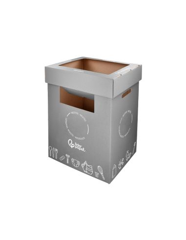 Contenedor Papelera Reciclaje Liderpapel Carton Reciclado Para Restos No Reciclables 70 Litros 450X350X650 Mm Gris