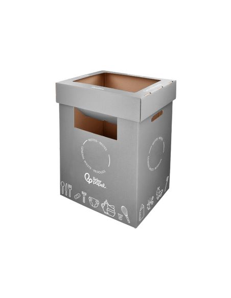 Contenedor Papelera Reciclaje Liderpapel Carton Reciclado Para Restos No Reciclables 70 Litros 450X350X650 Mm Gris