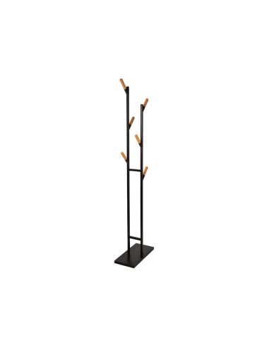 Perchero Metalico Maul Rima Pie 6 Colgadores De Madera Color Negro 1840X480X230 Mm