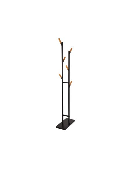 Perchero Metalico Maul Rima Pie 6 Colgadores De Madera Color Negro 1840X480X230 Mm