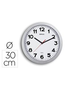 Reloj Maul Step De Pared Redondo 30 Cm Diametro Electrico Color Plata