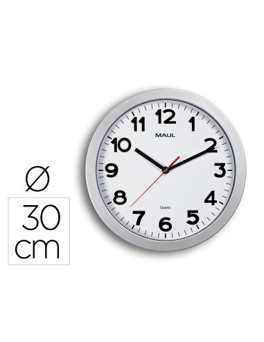 Reloj Maul Step De Pared Redondo 30 Cm Diametro Electrico Color Plata