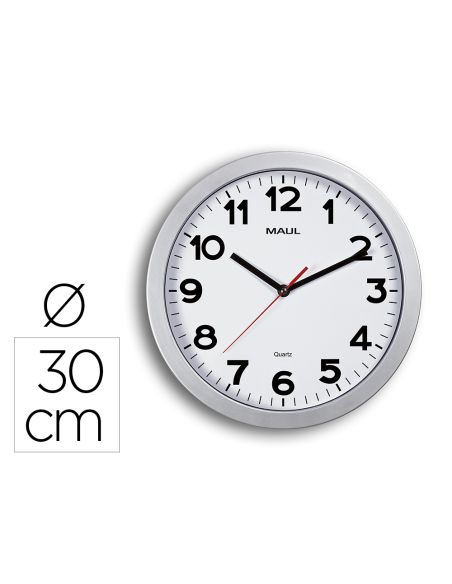 Reloj Maul Step De Pared Redondo 30 Cm Diametro Electrico Color Plata