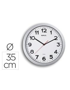 Reloj Maul Step De Pared Redondo 35 Cm Diametro Electrico Color Plata