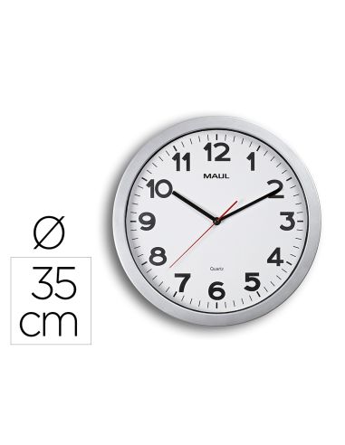 Reloj Maul Step De Pared Redondo 35 Cm Diametro Electrico Color Plata