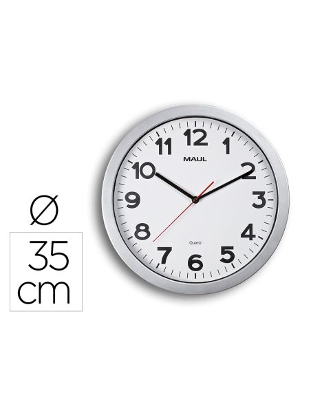 Reloj Maul Step De Pared Redondo 35 Cm Diametro Electrico Color Plata