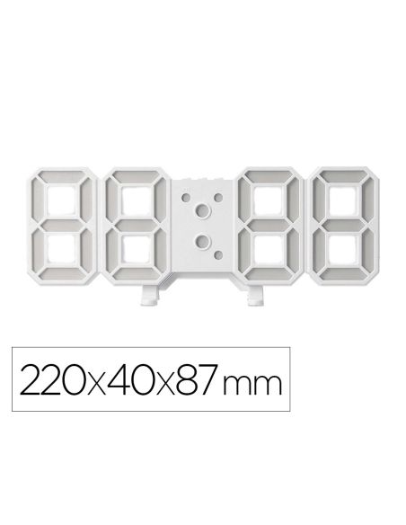 Reloj Q-Connect De Pared Digital Con Temperatura 3 Alarmas Control De Sonido 220X40X87 Mm