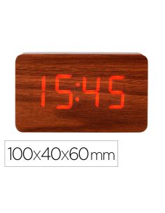 Reloj Q-Connect Sobremesa Digital Acabado Madera Luz Roja 100X40X60Mm