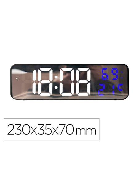 Reloj Q-Connect De Pared Y Sobremesa Digital Con Temperatura 230X35X70 Mm