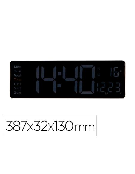 Reloj Q-Connect De Pared Y Sobremesa Digital Con Temperatura Y Mando A Distancia 387X32X130 Mm