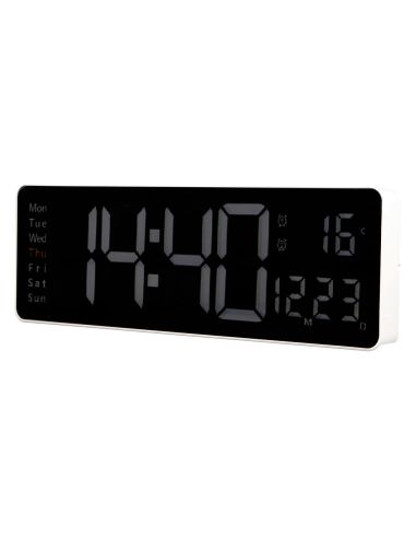 Reloj Q-Connect De Pared Y Sobremesa Digital Con Temperatura Y Mando A Distancia 387X32X130 Mm