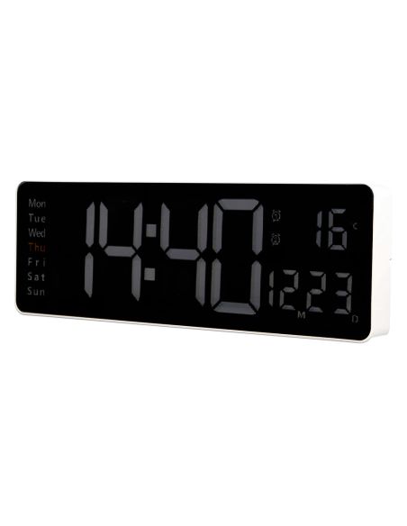 Reloj Q-Connect De Pared Y Sobremesa Digital Con Temperatura Y Mando A Distancia 387X32X130 Mm