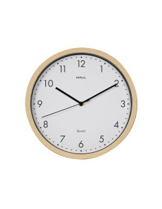 Reloj Maul Grain De Pared Redondo 30 Cm Diametro Cuarzo Marco Madera Natural Clara