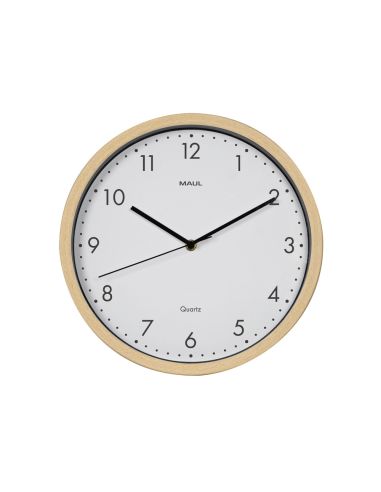 Reloj Maul Grain De Pared Redondo 30 Cm Diametro Cuarzo Marco Madera Natural Clara