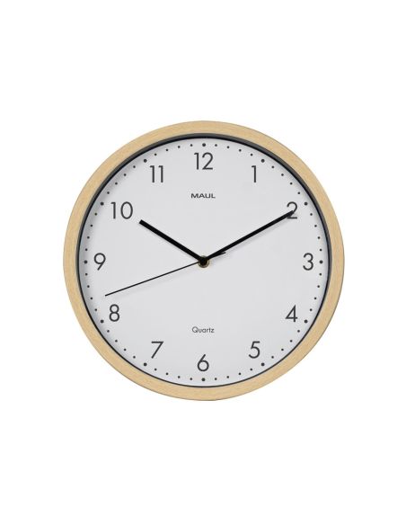 Reloj Maul Grain De Pared Redondo 30 Cm Diametro Cuarzo Marco Madera Natural Clara