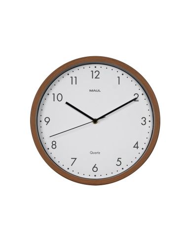 Reloj Maul Grain De Pared Redondo 30 Cm Diametro Cuarzo Marco Madera Oscura