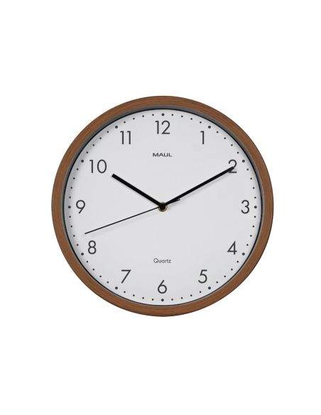 Reloj Maul Grain De Pared Redondo 30 Cm Diametro Cuarzo Marco Madera Oscura