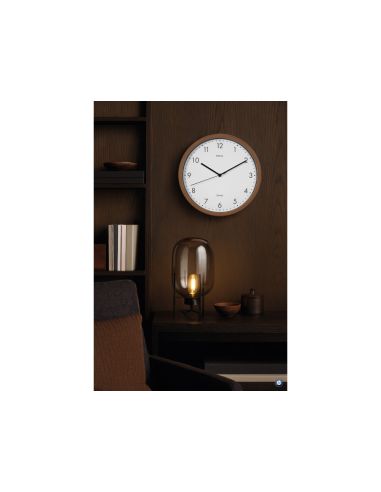 Reloj Maul Grain De Pared Redondo 30 Cm Diametro Cuarzo Marco Madera Oscura