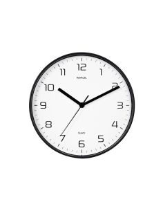 Reloj Maul Drip De Pared Redondo 25 Cm Diametro Cuarzo Marco Negro