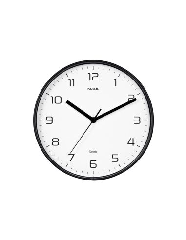 Reloj Maul Drip De Pared Redondo 25 Cm Diametro Cuarzo Marco Negro