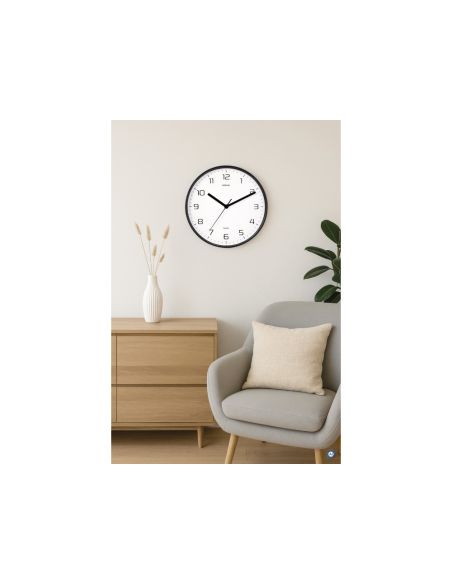 Reloj Maul Drip De Pared Redondo 25 Cm Diametro Cuarzo Marco Negro