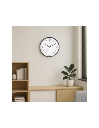 Reloj Maul Drip De Pared Redondo 25 Cm Diametro Cuarzo Marco Negro