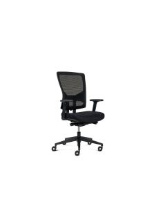 Silla De Oficina Rocada Brazos Regulables Asiento Tela Ignifuga Y Respaldo Malla Color Negro