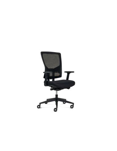 Silla De Oficina Rocada Brazos Regulables Asiento Tela Ignifuga Y Respaldo Malla Color Negro